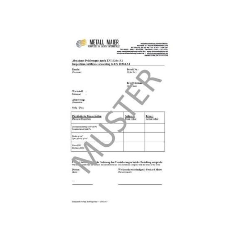 Materiaal Certificaat