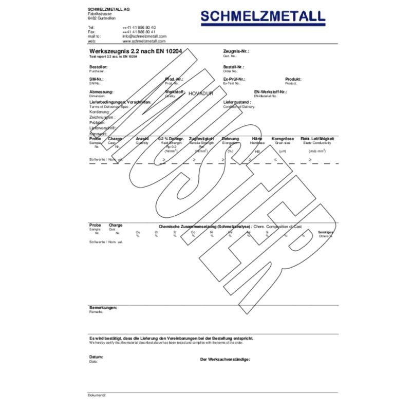 Materiaal Certificaat